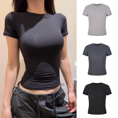 Top Sportivo da Yoga a Maniche Corte, Asciugatura Rapida, Vestibilità Slim Fit, per Donna, 2025