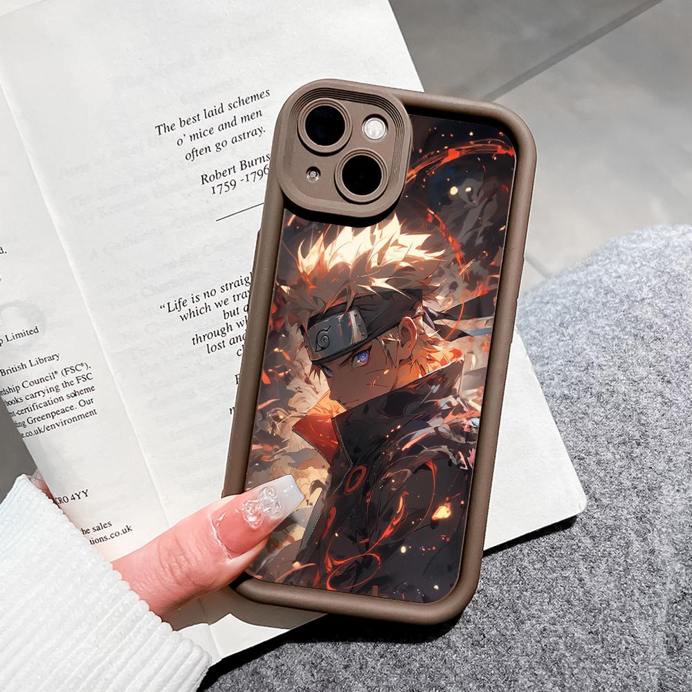 

Для iPhone 16 15 14 13 12 11 Pro Max XS Max XR X SE 8 7 Мягкий силиконовый защитный чехол для телефона с рисунком Узумаки Наруто и полной линзой iPhone 11 коричневый