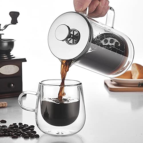 Bainiao Double-Layer High Borosilicate Glass Pressed French Coffee Pot with Filter and Scale