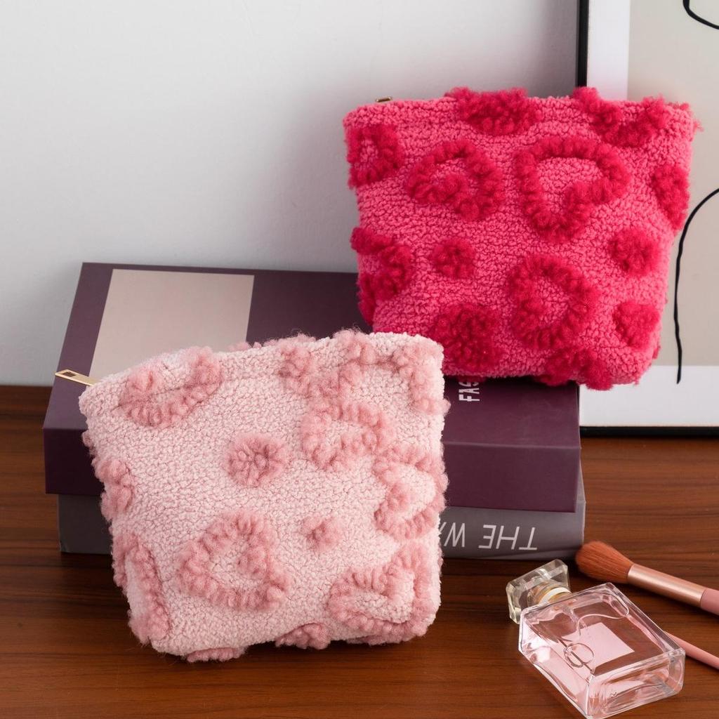 Cute Women Makeup Mini Bag Korean plush cute Portable Coin Purse Small Pouch Handbag Kawaii Female Cosmetic Storage Zipper Bag