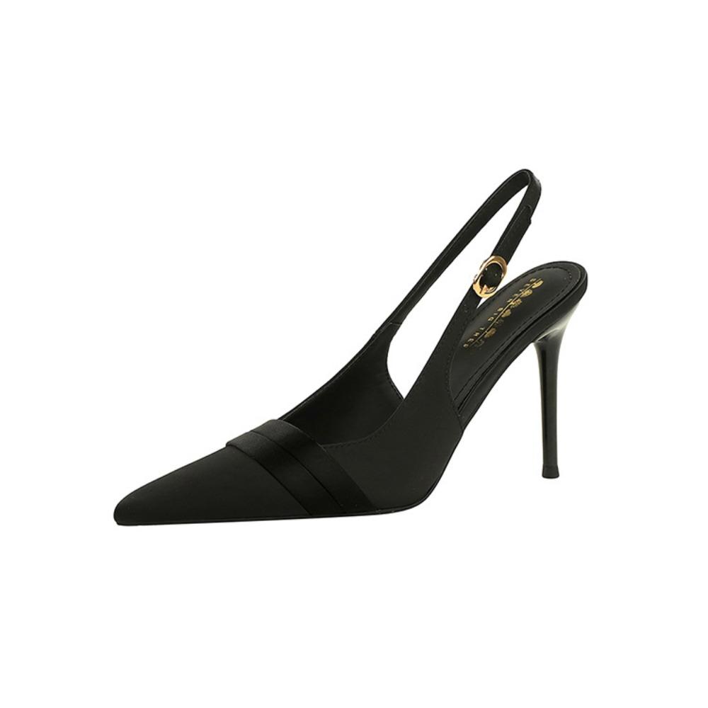 Scarpe Décolleté da Donna Francesi in Raso Slingback, Tacco Stiletto Sottile A Punta Bassa Con Fibbia A Cinturino Singolo Per Feste Banchetti DS-7317-3