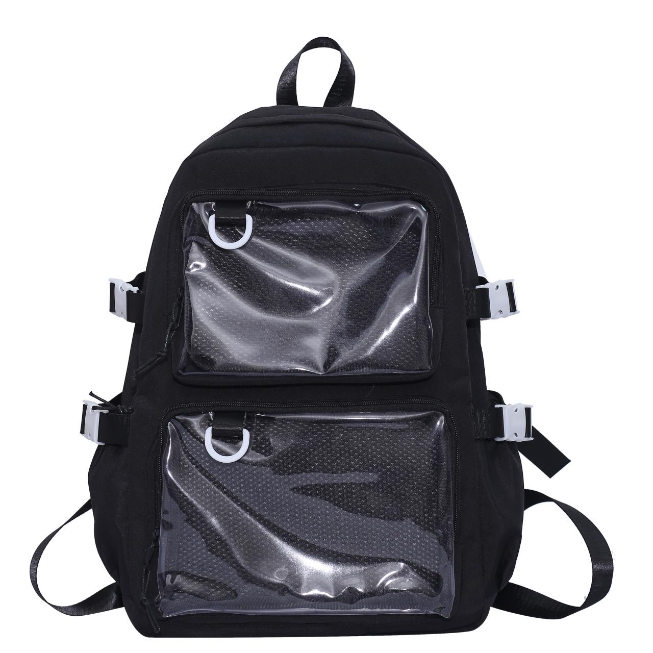 

Универсальный прозрачный ита-рюкзак большой вместимости для девушек и женщин чёрный