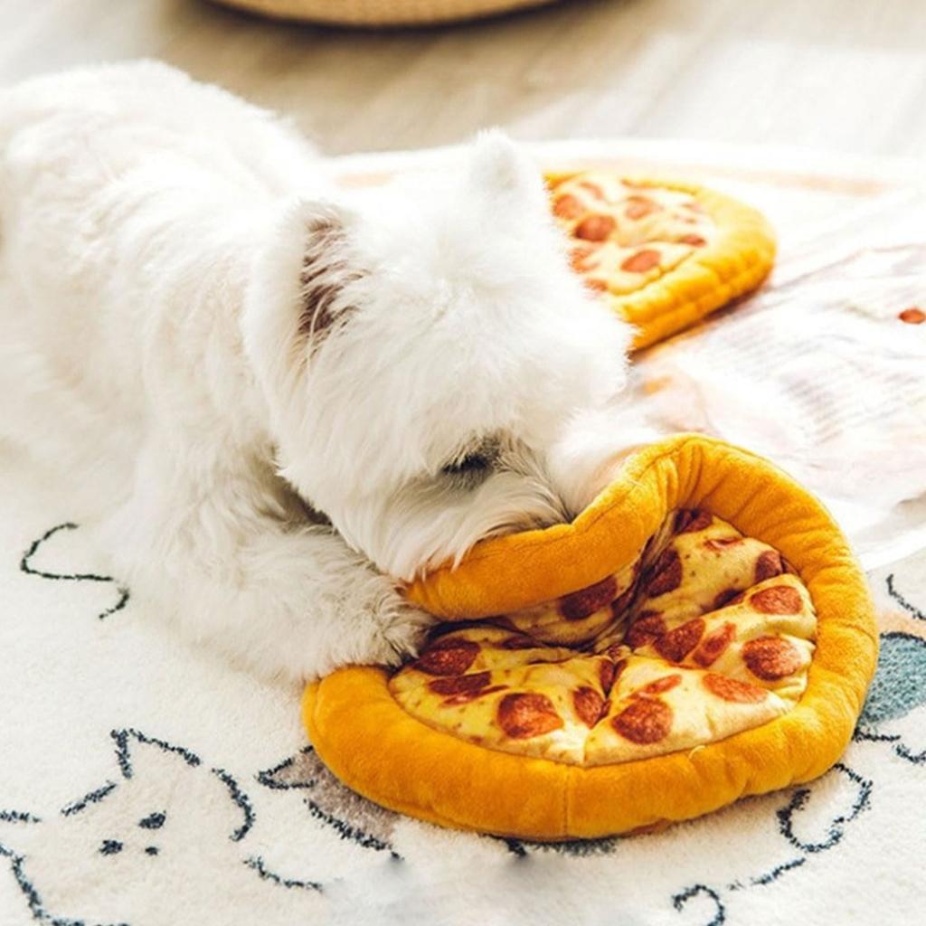 Plush Pizza Toy For Dog And Cats Eye Catching Designs Satisfies Chewing Needs And Support for Health Dental Hygienes