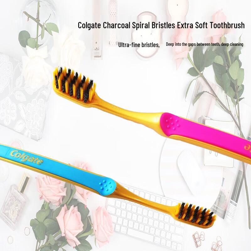 Colgate Slim Soft Charcoal Gold Toothbrush 1+1 Pack