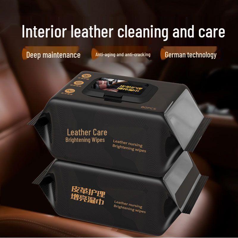 Leather Seat & Dashboard Cleaning Wipes - Strong Stain Remover
