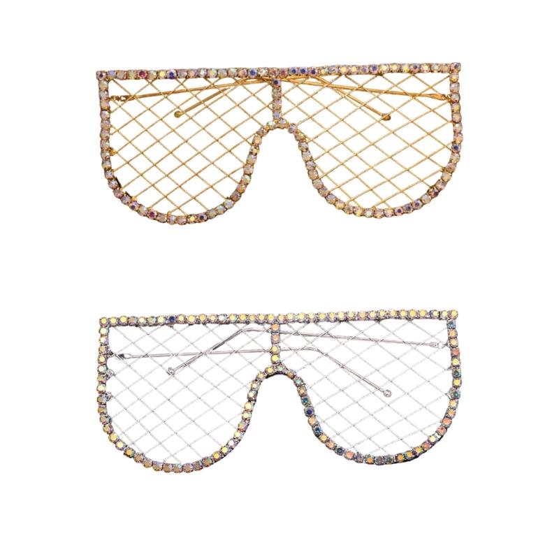 Fashionable Hollow Frame Eyeglasses with Rhinestones Embellishments Festival Eyeglasses Suitable for Parties and Event