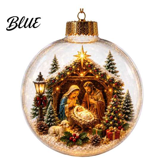 Transparent Holiday Hanging Spheres Glowing Christmas Story Ornament Light-Up Ball Decor with Warm LED Light Acrylic Charms Mini Scene 3D
