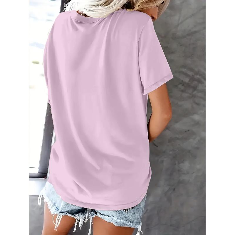 Women'S Casual Round-Neck T-Shirt with Stylish Letter Print for Spring and Summer
