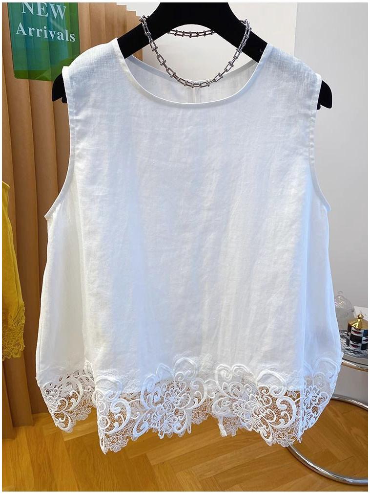 2026 Sleeveless Slimming Lace Camisole - Age-Reducing Patchwork Bow Top for Women's Summer Commute