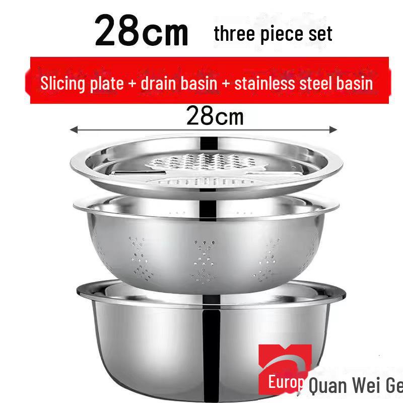 Multifunktionaler Gemüseschneider & Reibe mit Edelstahlklinge und Waschbecken