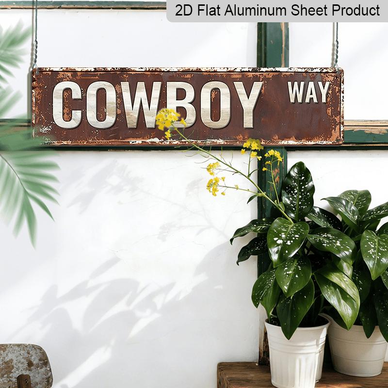 2D Flat 1pc, 15.7×3.94inch Vintage Cowboy, Aluminum Decorative Sign, Rustic Aluminum Wall Plaque for Home, Street, Shop, Garage, Bar, Farm