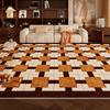 Vintage American Plaid Rug for Living Room Large Area Carpet Mid-tone Maillard Brown Mat Coffee Tables Rugs Bedroom Floor Mats