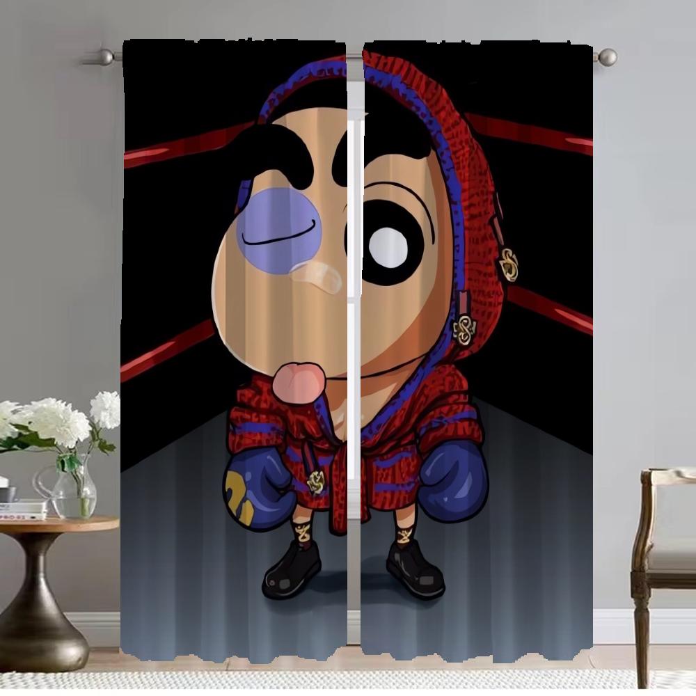 Moderna vardagsrumsgardiner 2 delar Crayon-Shin-chan Halloweendekoration Tyll för sovrum Mörkläggningsgardin Avskärmning Persienner