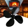 Kaminventilator Schwarze Blätter Aluminiumlegierung Ofen Kamin Vier Blätter Heimheizung Wärmend Präzise Passform Leichtgewichtiger Ofenventilator