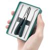 Stainless Steel Nail Clipper Curved Blade Toenail Clippers for Thick Nails 3-Piece Kit with Glass File & Case Ergonomic Non-Slip Grip Nail Clippers