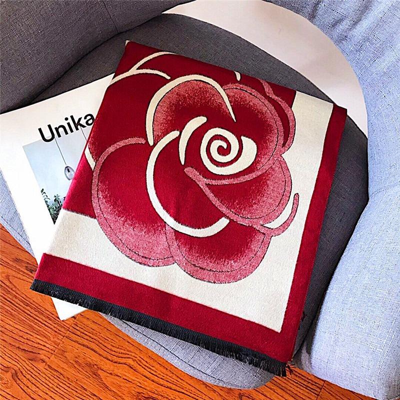 Yiwu scarf camellia cashmere scarf 20 fashion air conditioner warm fringed shawl thickened and lengthened