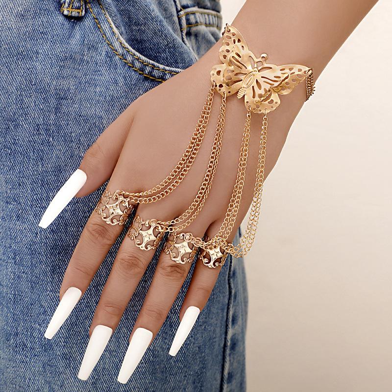 Accessories, Personalized Wear Hollow Butterfly Finger Chain Versatile Tassel Finger Ring Women