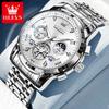 OLEVS 2856 Men's Quartz Watches Skeleton Flywheel Chronograph Classic Fashion TOP Brand Watch for Men Moon Phase Waterproof