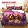 Basset Hound and Grassland Pattern Bedding Home Decoration Birthday Gift (1 * duvet cover + 2 * pillowcase, without core)
