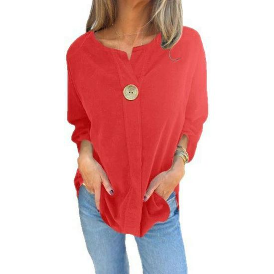 2025 Retro Casual Corduroy Long-Sleeve Shirt for Women - European & American Autumn/Spring Style