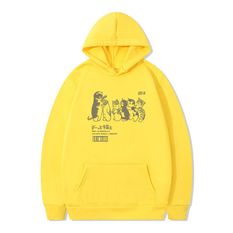 Autumn and Winter Hip Hop Cat Shower Street Printed Sweater Men