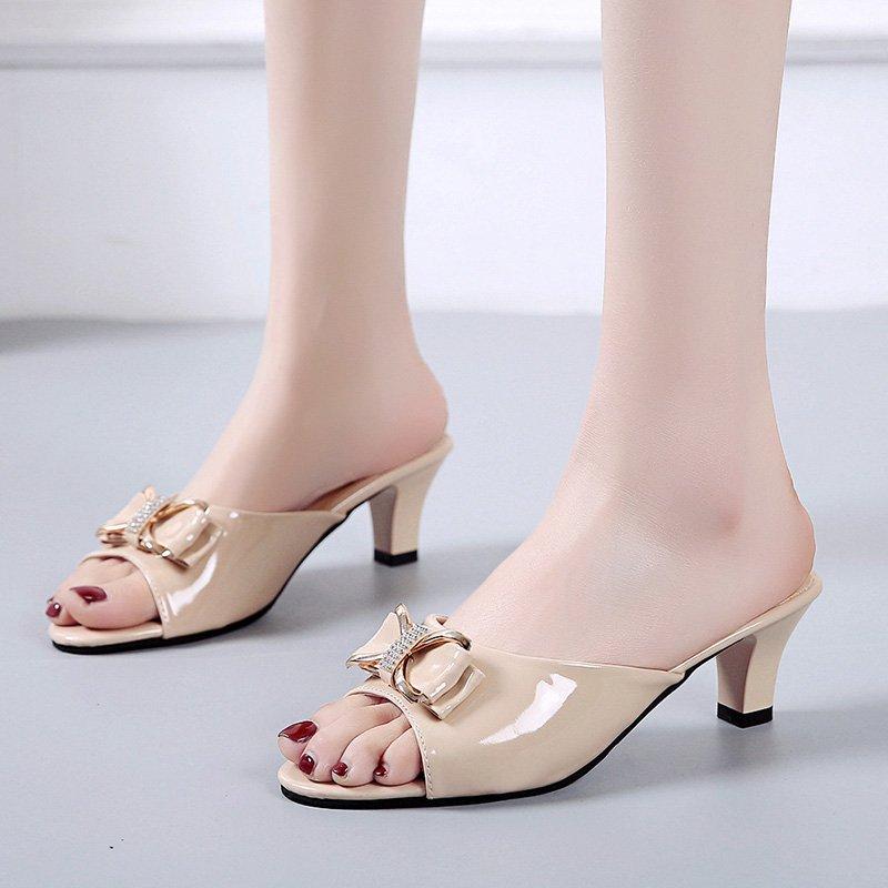 

Высококачественные тапочки, модные летние туфли по оптовой цене, женские тапочки на высоком каблуке, повседневные черные туфли на толстом каблуке для женщин 37