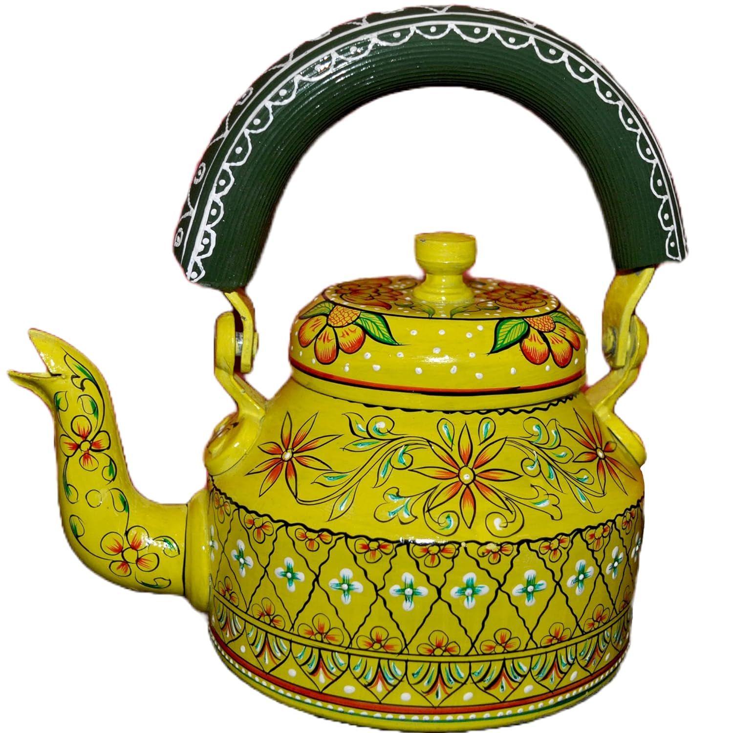 

Расписанный вручную Традиционный Алюминиевый Цветной Декоративный Чайник(6 дюймов)