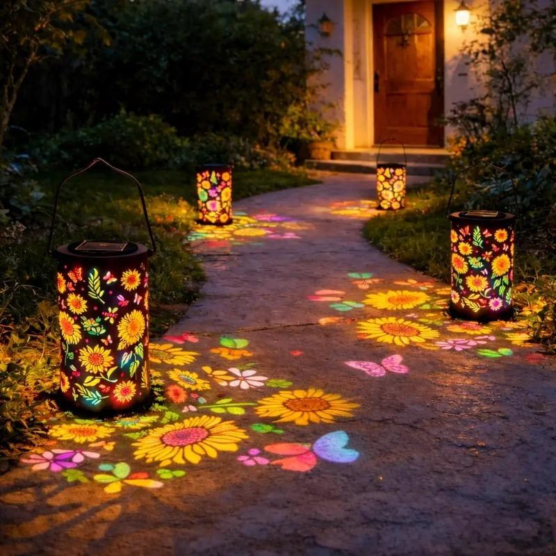 Colorful Sunflower Glow Solar Garden Lantern Shadow Light Waterproof Outdoor LED Light Solar for Patio Lawn Garden Pathway