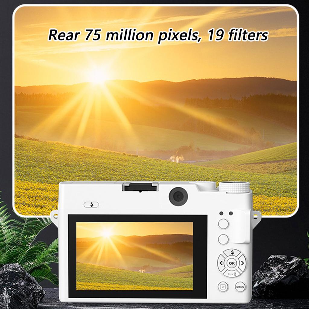 Professional 4K Mirrorless Camera 75MP Double Cameras 18X Digital 9 Photo Mode Portable Detachable Battery Support