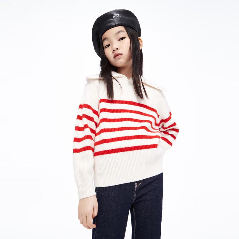 little MO&Co. Girls' Merino Wool Striped Knit Sweater