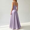 Sleeveless Satin Long Dress with Beaded Spaghetti Straps Floor Length Slim Fit Evening Gown Elegant Formal Occasion Dress