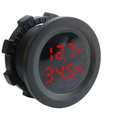 2-in-1 12–24 V Auto-Rundtemperatur-Voltmeter, automatische Spannungstestanzeige, digitale Messung für Auto, Motorrad, Boot, Yacht, Voltmeter