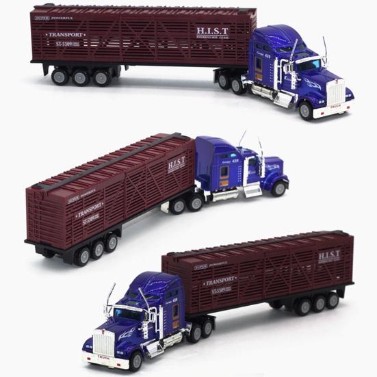 1:65 Alloy Truck Model Realistic Simulated Detailed American Super Long Transport Truck Model for Adults