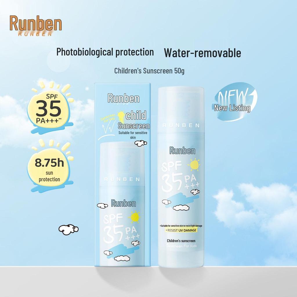 Runben Baby & Kids UV Protection Face Cream - Gentle Sunscreen for Boys & Girls