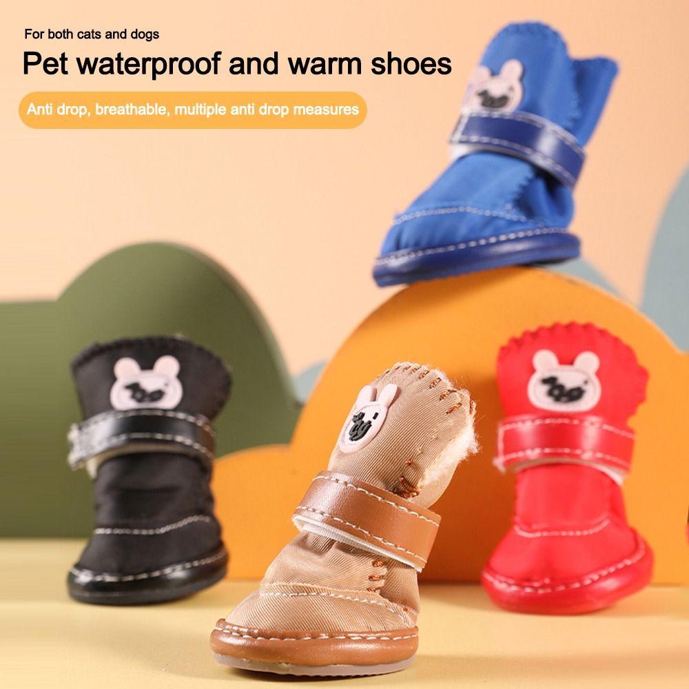 Fashion Non-slip Dog Warm Shoes Warm Waterproof Dog Snow Boots Soft Pet Cat Shoes Pet Dog Cat