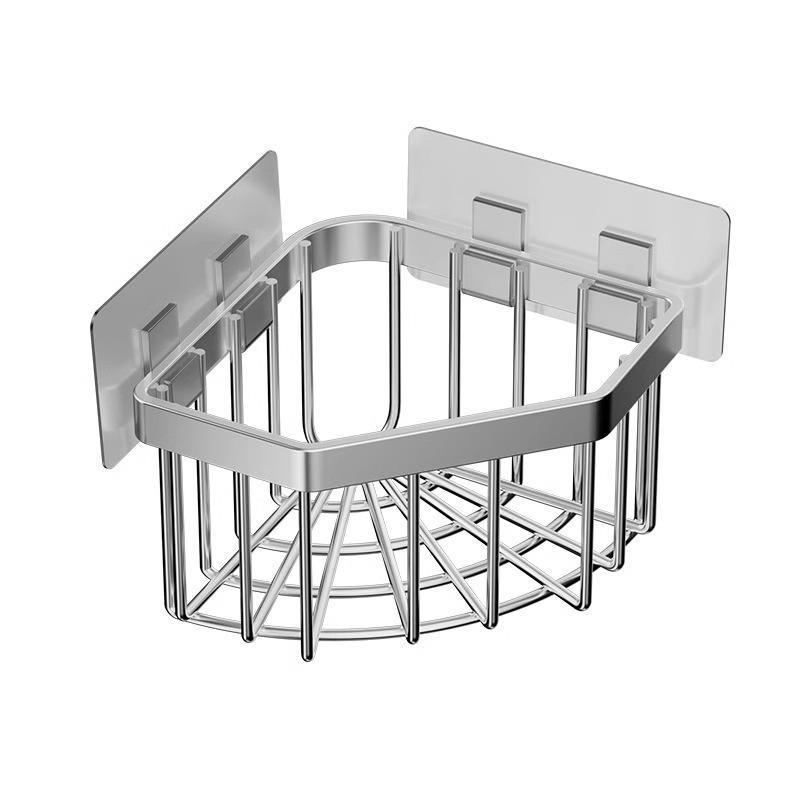 Kitchen Sink Drain Bathroom Shelf Corner Space Aluminum Bathroom Triangle Basket Shower Room Storage Rack Wall Mounted