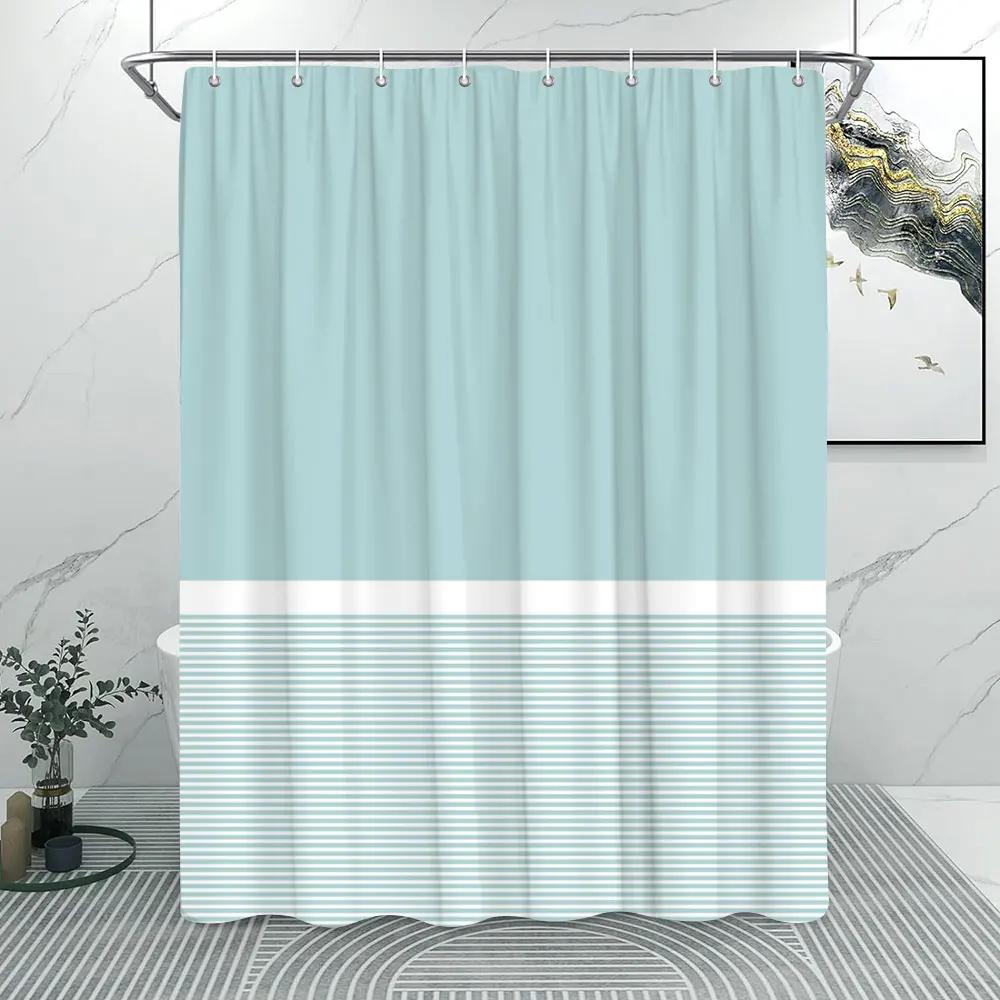 Solid Colours and Lines Modern Minimalist Shower Curtain Colourful Geometric Polyester Fabric Home Shower Curtain Bathroom Decor