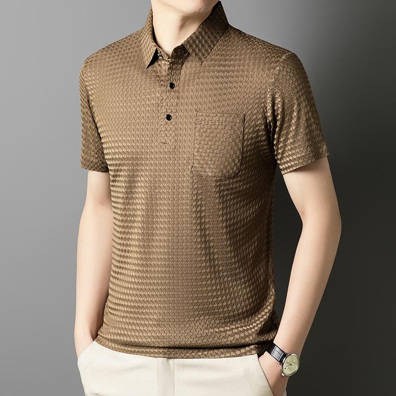 The BAY Trendy Casual Heren Poloshirt met Korte Mouwen, Zakje en Elastische Kraag Extra Large