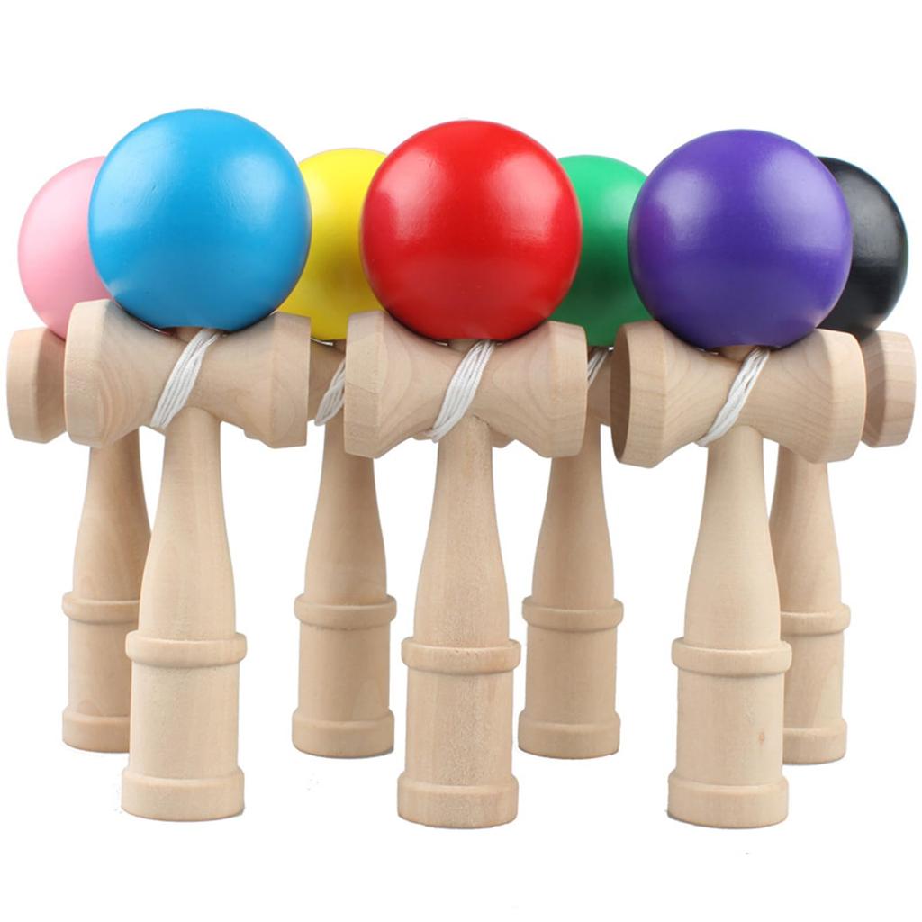 Ozora Kendama 3-Piece Set, Wooden Kendama for Competition and Practice (Black, Yellow, and Green)