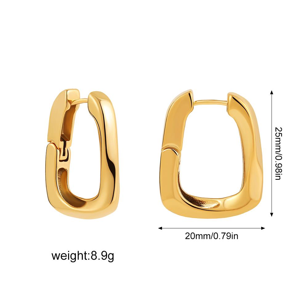 

Punk Gold Plated Stainless Steel Chain Hoop Earrings for Women Fashion Geometric Ear Buckle Hoops Statement Zircon Gift