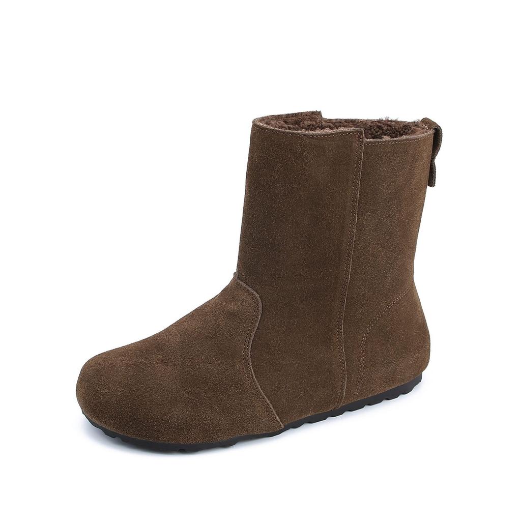Grape Mother Winter New Short Boken Boots Women's Outer Wear Warm Thick Velvet Snow Boots Big Head Women's Boots Rear Zipper Women