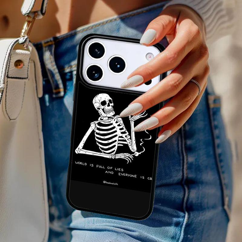 Aesthetic Skeleton Phone Case For iPhone 17 Air 14 15 13 12 Max Cover For Apple 14 15 16 16e 11 Pro Max Plus Coque
