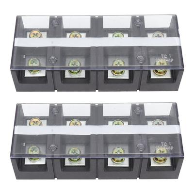 2pcs Wire Barrier Block Terminal Strip 600V 100A TC Fixed Iron Dual Rows Terminal Strip with Cover