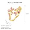 925 Sterling Silver Exquisite Colorful Zircon Flowers Leaves Ring For Women Double Design Size7 Adjustable Party Wedding Jewelry