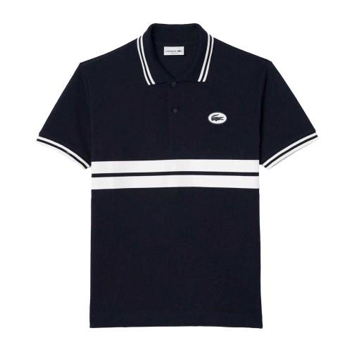Lacoste Mens Striped Premium Cotton Polo Shirt
