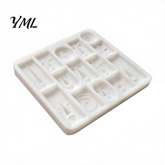 Multi Grid Geometric Fondant Mold Art Face Styling Baking Mold, Multi-grid Flexible Texture Tray, Food Grade PLA Plaster Casting Tool Abstract