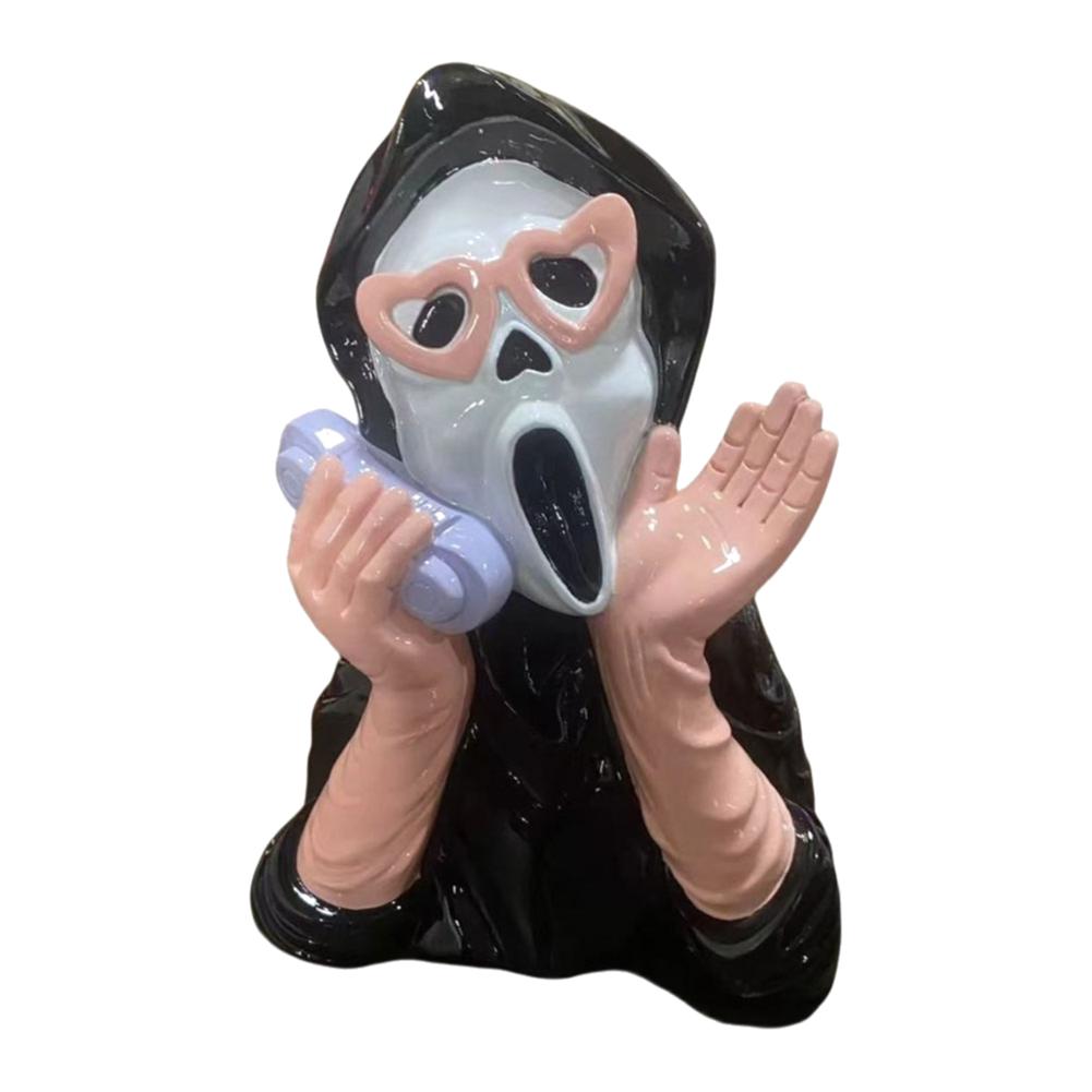 

1/2PCS Mini Resin Screaming Ghost Face Scary Skull Face Figurine Halloween Party Props Horror Statue Home Decoration Ornaments