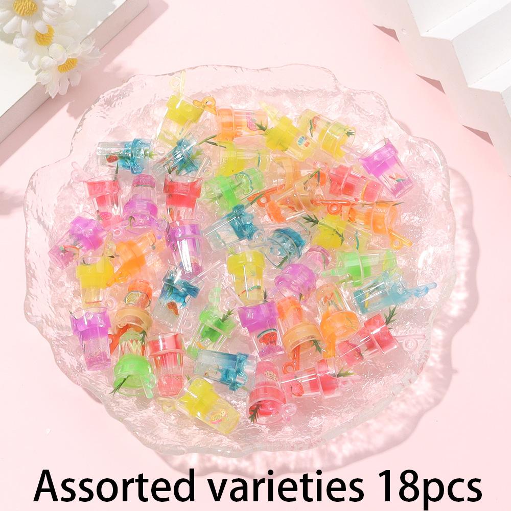 6/12/18pcs Resin Material Luminous Cup Pendant Bottle Pendant Resin Cup Pendant DIY Summer Beach Ankle Bracelet Earrings Keychain