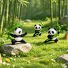 Panda Martial Arts Figurine Set With Pvc Material For Office Desk Decor And Projects