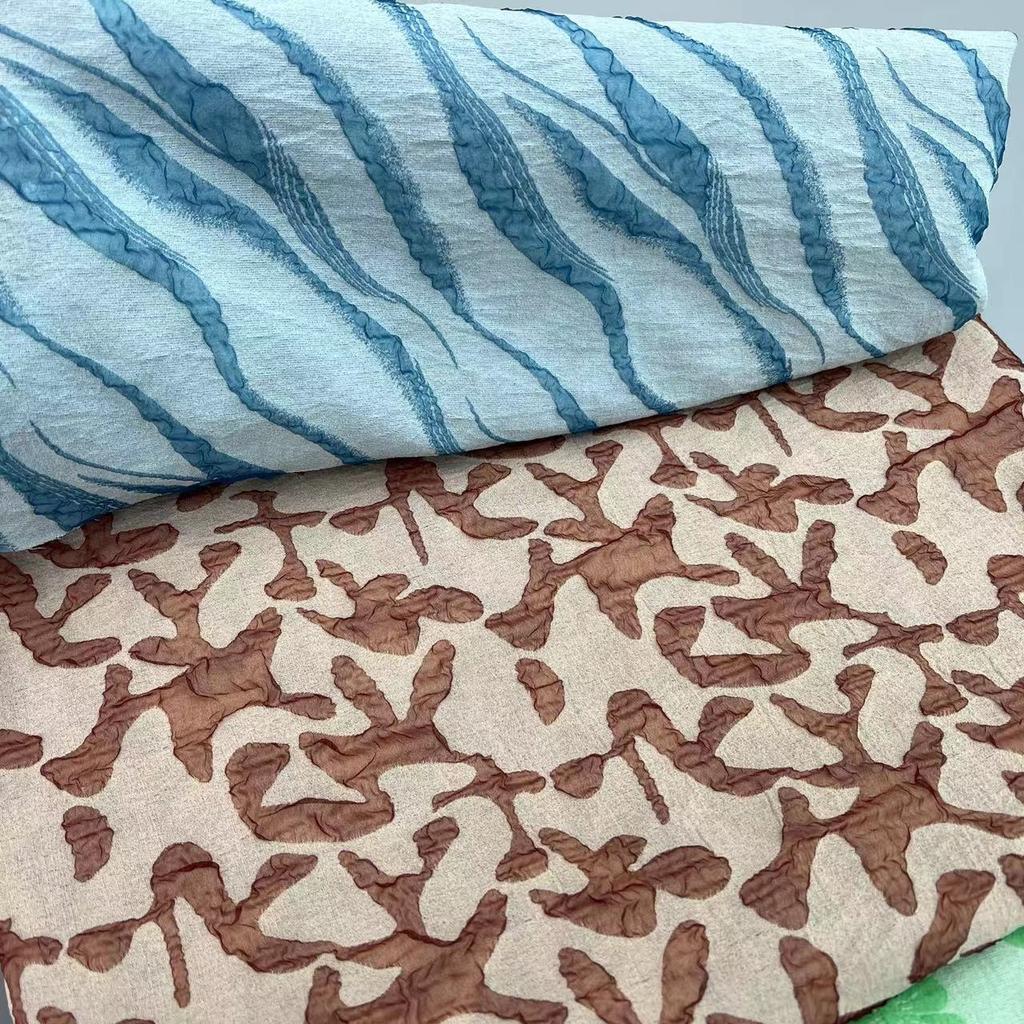Factory  80%Polyester 20%Chinlon Woven Polyester Nylon Jacquard 3D Dimensional Custom Embossed Pattern Jacquard Fabrics